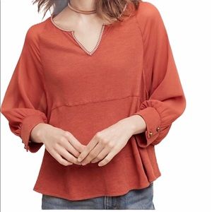 Akemi +Kin Anthro Fenn Dolman Top Rust Orange XS